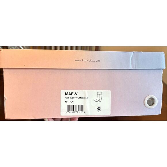 LISA VICKY (Nordstrom) - NIB - L Sz 6 Mae-V Soft Tumble Leather Booties in Cream - Picture 6 of 12